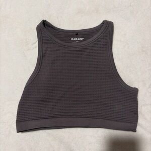 Garage Women's Charcoal Textured Racerback Crop Tank